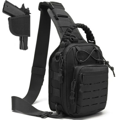 Tactical Gun Bag Pistol Holster Concealed Carry Chest Crossbody Pack Handgun Bag - Image 1 of 4
