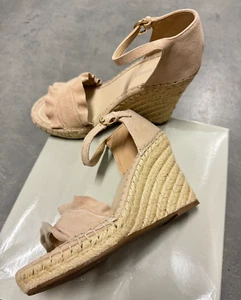 NIB MARC FISHER Women's Light Natural Suede Platform Heel Espadrille Sandals - Picture 1 of 6