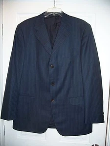 Traje Chaqueta Lana Aestetika Zapp Talla 42 R Azul Pin a Rayas 3 Botones - Imagen 1 de 4