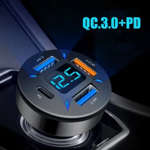 4 Ports USB PD Type-C Car Phone Charger QC3.0 Fast Charging Adapter Accessories - Bild 1 von 12