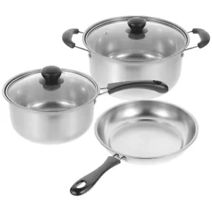 1Set Stainless Steel Cookware Includes Soup Pot Frying Pan - Picture 1 of 12