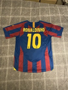 Ronaldinho Jersey T Shirt Size L Barcelona 2006 Champions League FinalVsArsenal - Picture 1 of 8