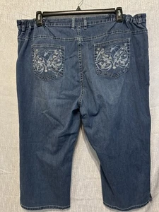 Reba Damen Capri Baumwoll Jeans bestickt Taschenbereich Übergröße 22W - Bild 1 von 18
