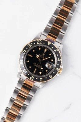 1981 Rolex GMT-Master 16753 Black Nipple Dial 40mm Gold Patina - Image 1 of 4