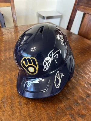 Jackson Chourio Brice Turang Signed Milwaukee Brewers Full Size Helmet JSA Coa - Image 1 of 4