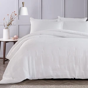 HOMBYS 3 Piezas Seersucker Gran Tamaño King 120x120, Transpirable Blanco Suave - Imagen 1 de 8