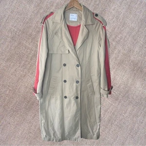 Bershka  “Inspirational” Classic Trench Coat  Size S / XS Red Racer Striping - Picture 1 of 5