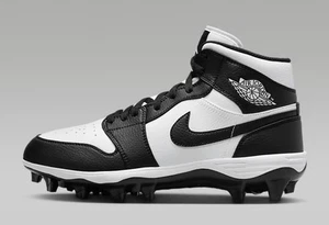 FJ6805-100 Men’s 12 Jordan 1 Mid TD Men's Football Cleats White/Black/Black - Picture 1 of 9