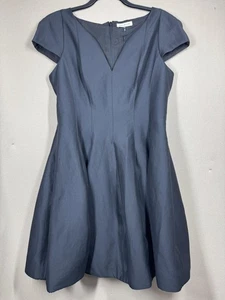 Halston Dress Womens 16 Black Fit And Flare Cap Sleeve Evening Party Lined - Picture 1 of 14