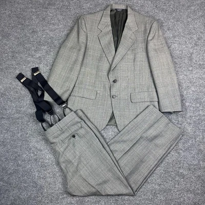 VTG Kuppenheimer Mens 2 Piece Suit Gray Glen Plaid 42R Jacket 34x26 Pants USA - Image 1 of 4