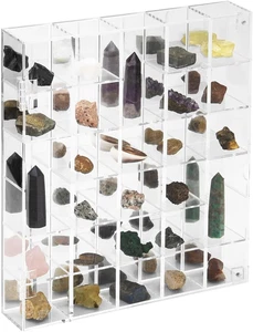 Adjustable Rock Display Case Clear Acrylic Collection Box with Mirrored Arrowhea - Picture 1 of 12