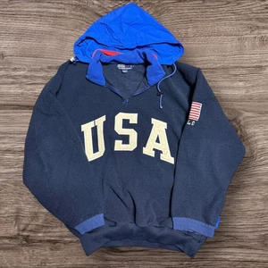 Vintage 90s Polo Ralph Lauren USA Superman Fleece Sweatshirt Flag 1992 Stadium L - Bild 1 von 7