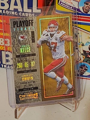Travis Kelce 2017 Contenders Playoff Ticket HOLOFOIL Parallel /249 Card Chiefs - Image 1 of 4