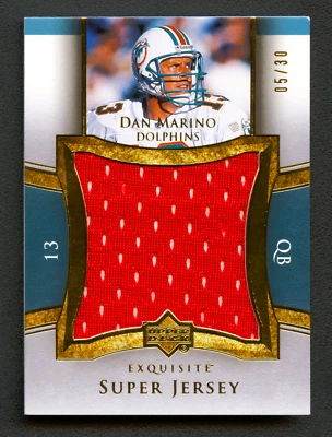 DAN MARINO 2005 UPPER DECK EXQUISITE SUPER DOLPHINS JUMBO JERSEY /30 *GAME-USED* - Image 1 of 2