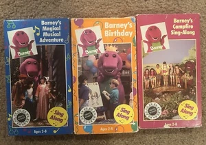 Set Of 3 Barney's Birthday Campfire Sing Along Magical Musical Adventure VHS Lot - Picture 1 of 6