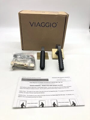 Quadrato Hammered Rosette Passage Rebar Lever 2-3/4" Satin Brass/Satin Black RH Foto 1 de 4