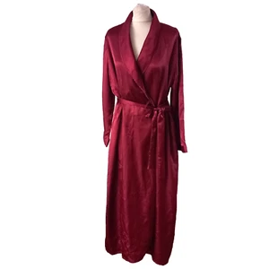 MARKS AND SPENCER Wine Red LIQUID SATIN DRESSING GOWN 12-14 UK Long L M&S - Bild 1 von 11