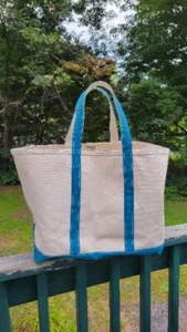 Barco y bolso de mano vintage grande verde azulado LLBean con doble asa corta - Imagen 1 de 18