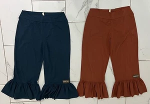 Matilda Jane Big Ruffle Pants Women's Size Large - Navy Blue & Gingerbread Brown - Picture 1 of 6