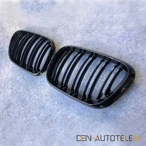 KÜHLERGRILL DOPPELSTEG NIEREN GRILL PASST FÜR BMW X5 E53 03-06 GLÄZEND SCHWARZ - Picture 1 of 6