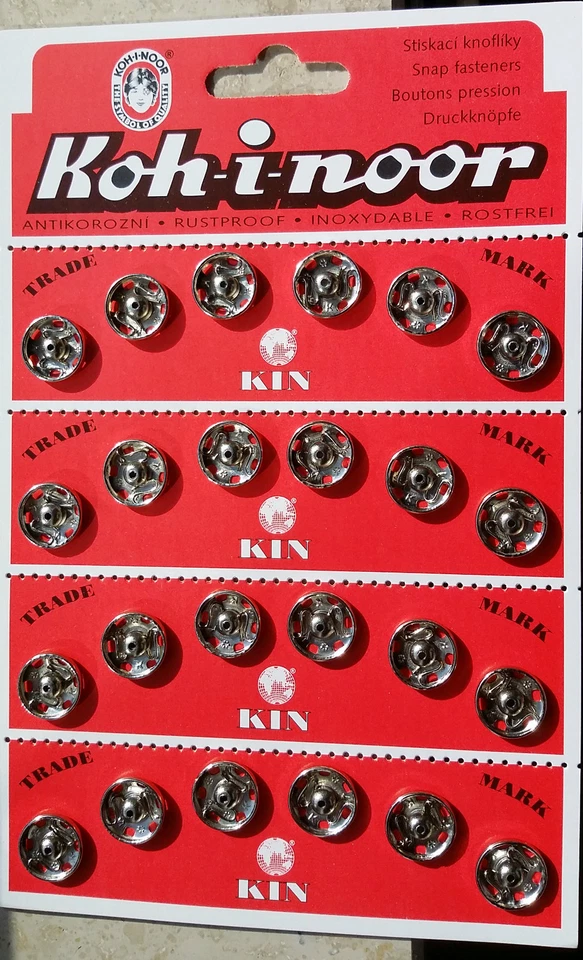 24 Druckknöpfe rostfrei silberfarben und schwarz 13 - 20 mm Koh-i-noor