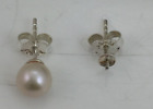 Thomas Sabo Women's Earrings 925 Sterling Silver Pearl Stud Push Lock Used* F1