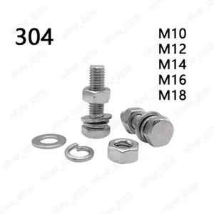 304SS Hex Bolts Cap Head Screws Hex Nuts Flat Spring Washers M10 M12 M14 M16 M18 - Picture 1 of 5