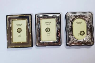 Lote de 3 marcos de fotos de lujo GODINGER SILVER para 2x3 fotos caballete de fieltro negro Foto 1 de 4