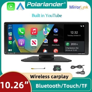 10.26" Portable Touch Screen Car Stereo Wireless Apple Carplay Android Auto IPS - Picture 1 of 12