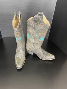 Corral sugar skull floral distressed cowgirl boot 7 M. 2475 - Picture 1 of 22