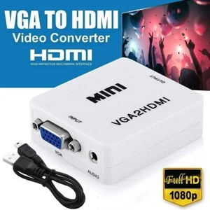 Adaptador convertidor de audio VGA a HDMI 1080P blanco + 3,5 mm para PC portátil DVD - Imagen 1 de 7