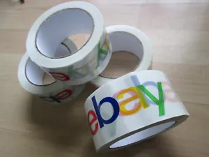 (4) Rolls 2" x 75yd Ebay Logo Branded Packaging Packing Tape Carton Tape #H20EF - Picture 1 of 6