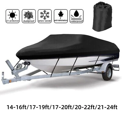 Waterproof Heavy Duty Boat Cover Trailerable Fishing Ski Bass V-Hull Runabout 1x - Image 1 of 4