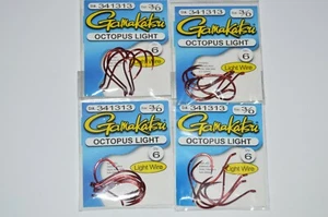 4 packs gamakatsu octopus light wire hook sz 3/0 red drop shot 341313 bass trout - Picture 1 of 2