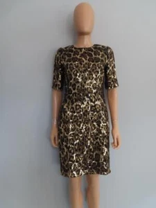 Vestido Dolce & Gabbana Dorado/Bronce/Negro Estampado Leopardo Lentejuelas Talla 40/US 4 - Imagen 1 de 21