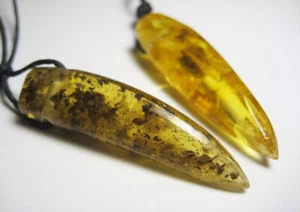 2 NATURAL BALTIC AMBER PENDANT & AMULET !!!  - Picture 1 of 2