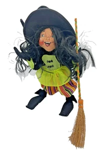 Vintage Witch 2009 Annalee 9" Halloween Elf Doll Broom Cracker Barrel Best Witch - Picture 1 of 4