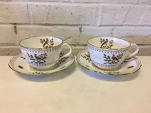 Vintage Copeland Spode Porcelain Pair of Randalls Bird Pattern Cups & Saucers - Picture 1 of 10
