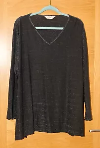 ELVI Size 3 (20-22) Black Sparkly V-Neck Top 48" CH + Stretch - Picture 1 of 4