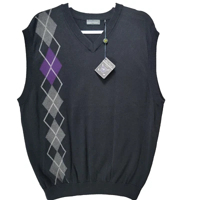 Alan Flusser Golf Vest Mens L Sweater Classic Diamond Design Preppy Argyle Work - Image 1 of 4