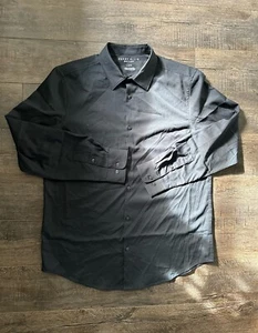 Perry Ellis Stretch Button-Up Shirt Men's Size L Black Long Sleeve Polyester - Picture 1 of 2