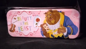 Beauty & The Beast Metal Pencil Box Case Tin NWT Belle Rose Pink Disney - Picture 1 of 6
