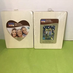 Wood Picture Frames Art Craft Projects Unfinished Wood Heart And Rectangle Shape - Picture 1 of 5