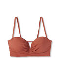 34C Rust Brown wired Bikini Top, Longline Cinch Front Keyhole, Removable Pads