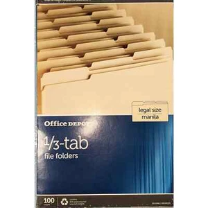 Office Depot - Folder - File Folders, 1/3 Cut, 8-1/2" x 14", 30% Recycled, - Picture 1 of 3