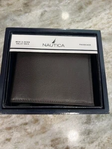 Nautica Men's Pebble Bi-Fold Brown Passcase Wallet NEW - Picture 1 of 4