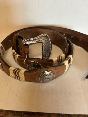 Cinturón y hebilla de cuero Tony Lama Western y caracolas y envoltura tipo suroeste talla 46 Foto 1 de 4