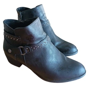 ANA Women 10W Black "Atlas" Buckle Memory Foam Cowboy Ankle Bootie Boot - Picture 1 of 10