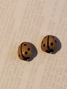 2 Vintage Yellowish GoldLadybug Buttons - About - 5/8" - Picture 1 of 9