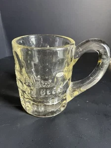 Vintage A&W Root Beer Thick Heavy Clear Glass Embossed Thumbprint 4.5" Soda Mug - Picture 1 of 4